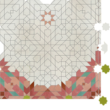 Mosaic House Moroccan tile Batha 1-22-21-4-5-12 Base Border White,   Rust,   Lime Green,   Light Green,   Pink,   Light Pink,    solid zellige, mosaic, zellij, field, pattern, glaze, classic, stars, intricate, complex, traditional 